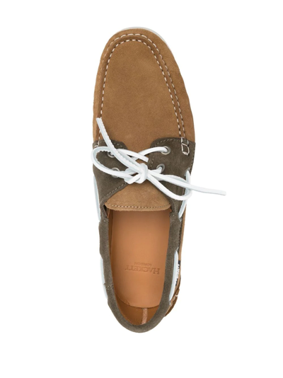 Shop Hackett Two-tone Suede Boat Shoes In Brown