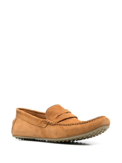 Shop Hackett Classic Suede Loafers In Brown