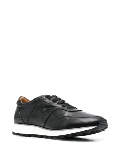 Shop Hackett Logo-debossed Leather Sneakers In Black