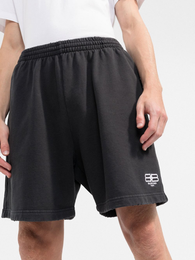 Shop Balenciaga Cotton Sweat Shorts In Schwarz