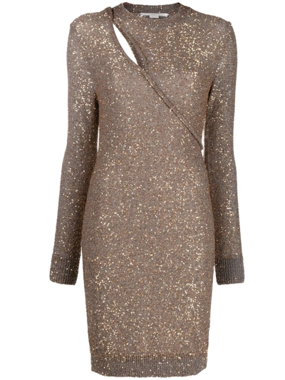 Shop Stella Mccartney Sequin-embellished Knitted Dress In Grau