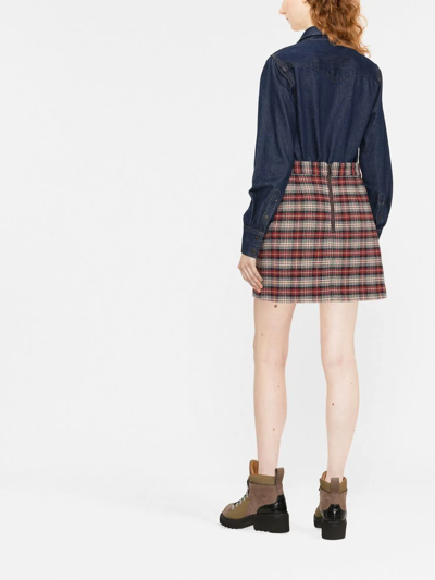 Shop See By Chloé Plaid A-line Mini Skirt In Rot