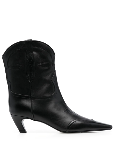 Shop Khaite The Dallas 45mm Leather Ankle Boots In Black