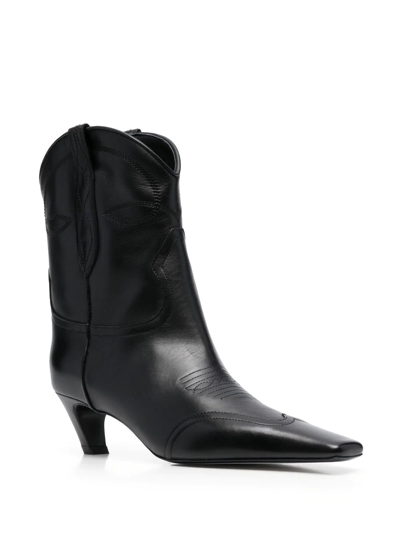 Shop Khaite The Dallas 45mm Leather Ankle Boots In Black