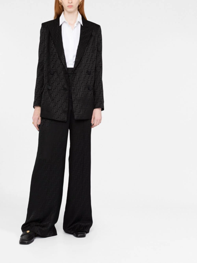 Fendi Ff Monogram Double-breasted Blazer In Schwarz