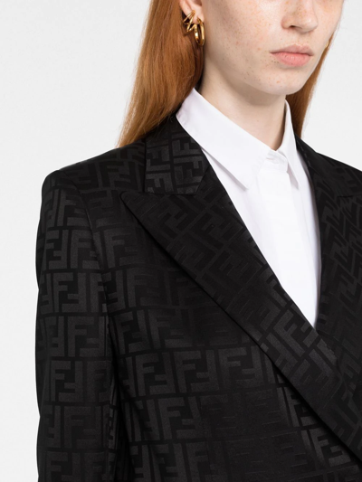 Shop Fendi Ff Monogram Double-breasted Blazer In Schwarz