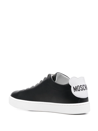 Shop Moschino Lace-up Leather Sneakers In Black