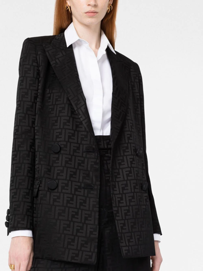 Shop Fendi Ff Monogram Double-breasted Blazer In Schwarz