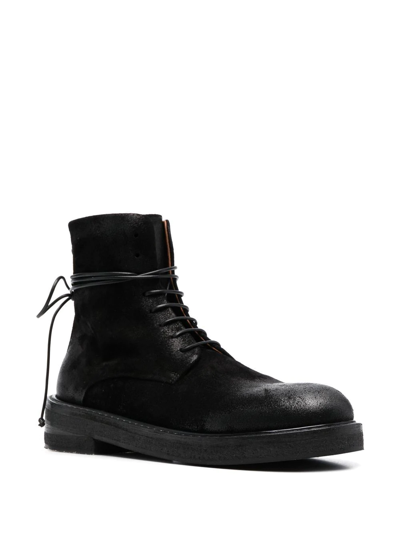 Marsèll Wrap Ankle Round Toe Textured Boots In Schwarz