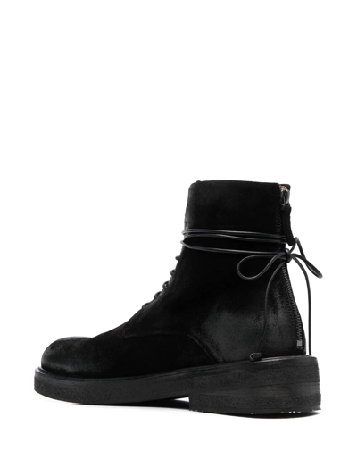 Marsèll Wrap Ankle Round Toe Textured Boots In Schwarz