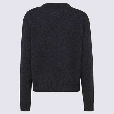 Shop Maison Kitsuné Dark Grey Melange Virgin Wool Sweater