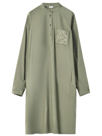 Shop Loewe Anagram Tunic Dress In Verde Militare