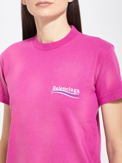 Shop Balenciaga Political Campaign T-shirt In Fuxia