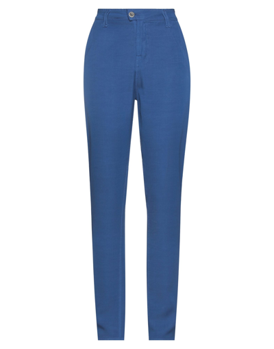 Cycle Woman Pants Blue Size 31 Viscose In Blue