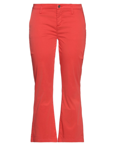 Shop Liu •jo Woman Cropped Pants Coral Size 31 Cotton, Elastane In Red
