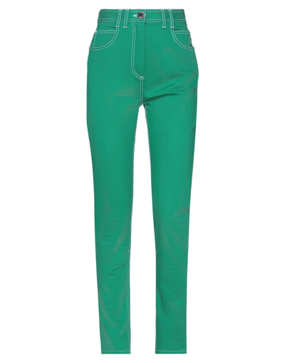 Shop Balmain Woman Jeans Green Size 4 Cotton, Elastane