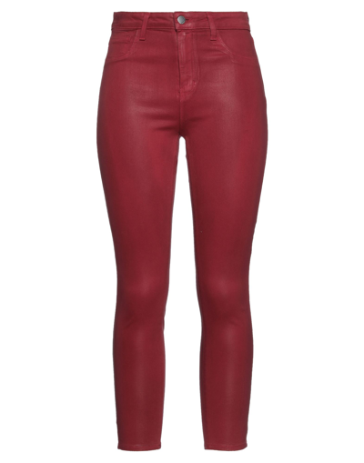 Shop L Agence L'agence Woman Denim Pants Brick Red Size 30 Cotton, Polyester, Elastane