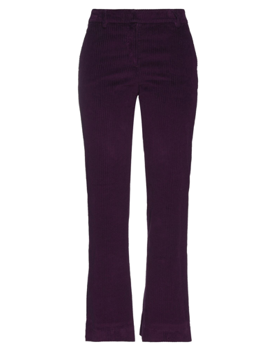 Shop Room 52 Woman Pants Purple Size 2 Cotton, Elastane