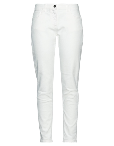 Shop Be Blumarine Woman Jeans White Size 10 Cotton, Elastane
