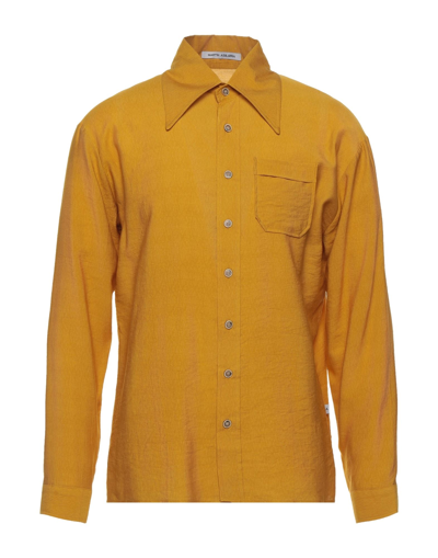 Shop Martin Asbjørn Man Shirt Ocher Size 36 Viscose, Polyamide In Yellow