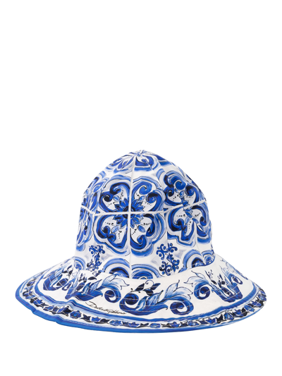 Shop Dolce & Gabbana Kids Blue Hat For Girls