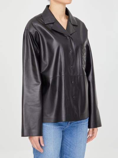 Shop Loewe Anagram Leather Jacket In Black