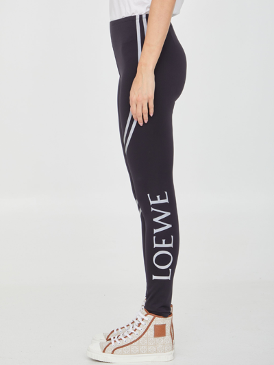 Shop Loewe Black Leggings With Logo