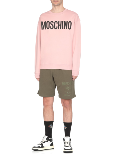 Shop Moschino Sweatshirt With Logo In Fantasia Rosa
