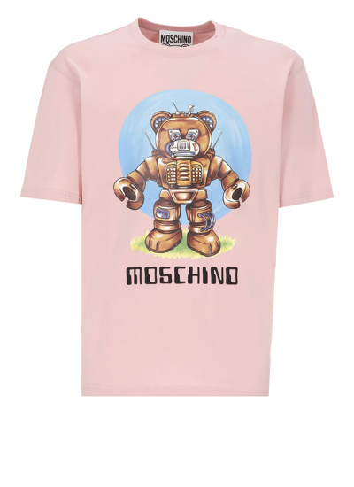 Shop Moschino Robot Bear T-shirt In Fantasia Rosa