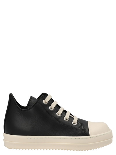 Shop Rick Owens Leather Sneakers In White/black