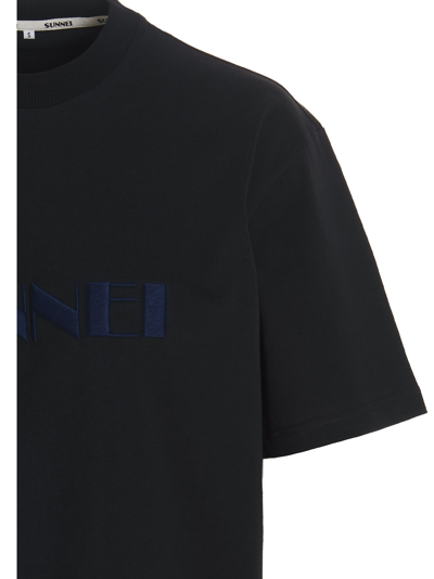 Shop Sunnei Logo T-shirt In Blue