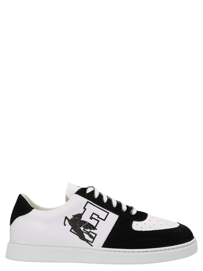 Shop Etro Logo Sneakers In White/black