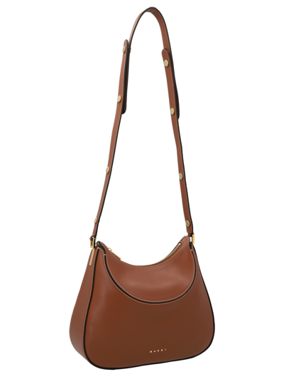 Shop Marni Milano Small Shoulder Bag In Brown