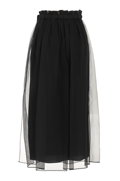 Shop Brunello Cucinelli Sequin Silk Skirt In Gray