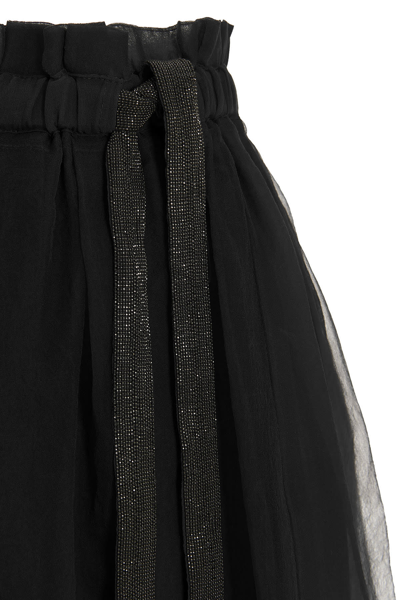 Shop Brunello Cucinelli Sequin Silk Skirt In Gray