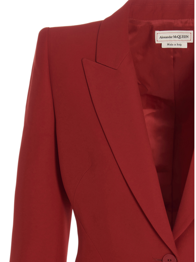 Alexander Mcqueen Notched-lapel Single-breasted Blazer In Red