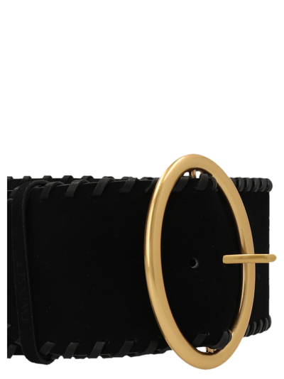 Shop Twinset Maxi Buckle Suede Belt In Black