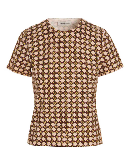 Shop Tory Burch All Over Logo T-shirt In Pink
