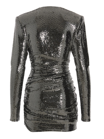 Shop Alexandre Vauthier Draped Sequin Dress In Silver