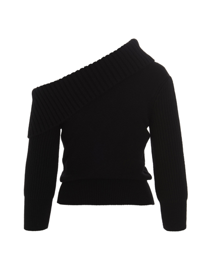 Shop Alexander Mcqueen One Shoulder Sweater In Black