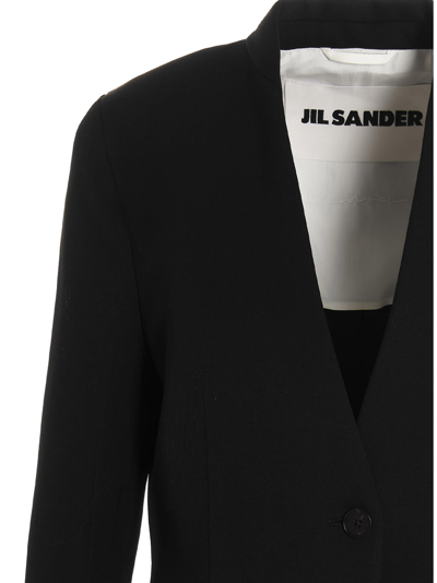 Shop Jil Sander Wool Single Breast Blazer Jacket In Black