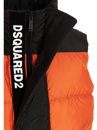 Shop Dsquared2 Puff Sleeveless Jacket In Orange