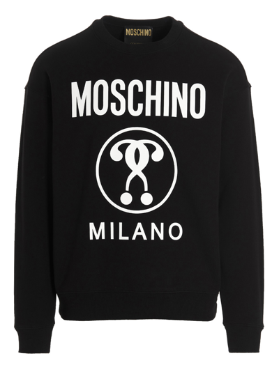 Shop Moschino Double Question Mark Sweatshirt In White/black