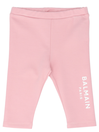 Shop Balmain Logo Leggings In Pink