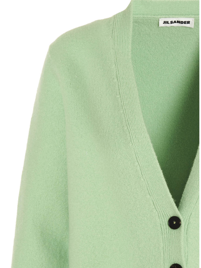 Shop Jil Sander V-neck Wool Cardigan In Green