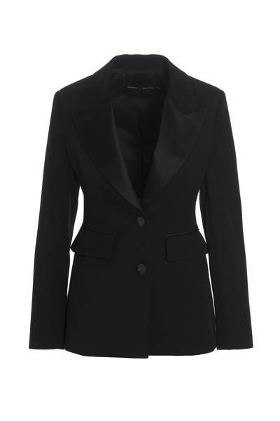 Shop Proenza Schouler Satin Wool Blazer Jacket In Black