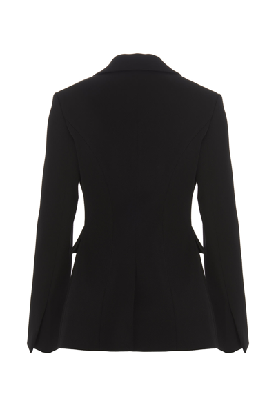 Shop Proenza Schouler Satin Wool Blazer Jacket In Black