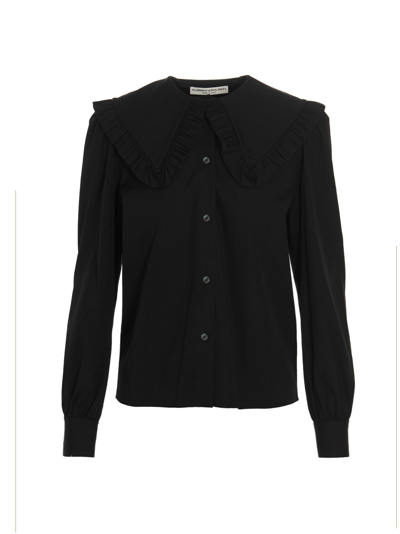 Shop Alessandra Rich Peter Pan Collar Shirt In Black
