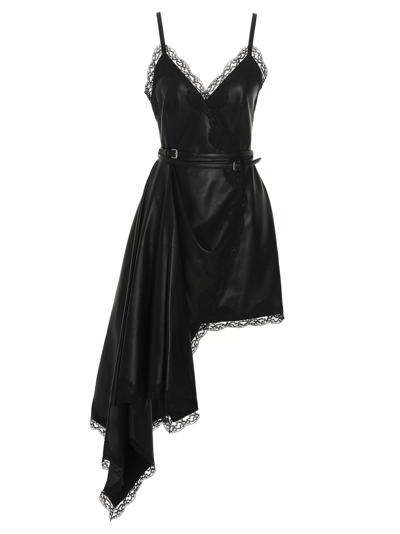 Shop Alexander Mcqueen Lace Leather Dress In Black