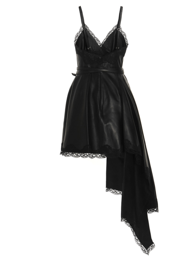 Shop Alexander Mcqueen Lace Leather Dress In Black